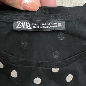Zara Black Top with White Polka Dots